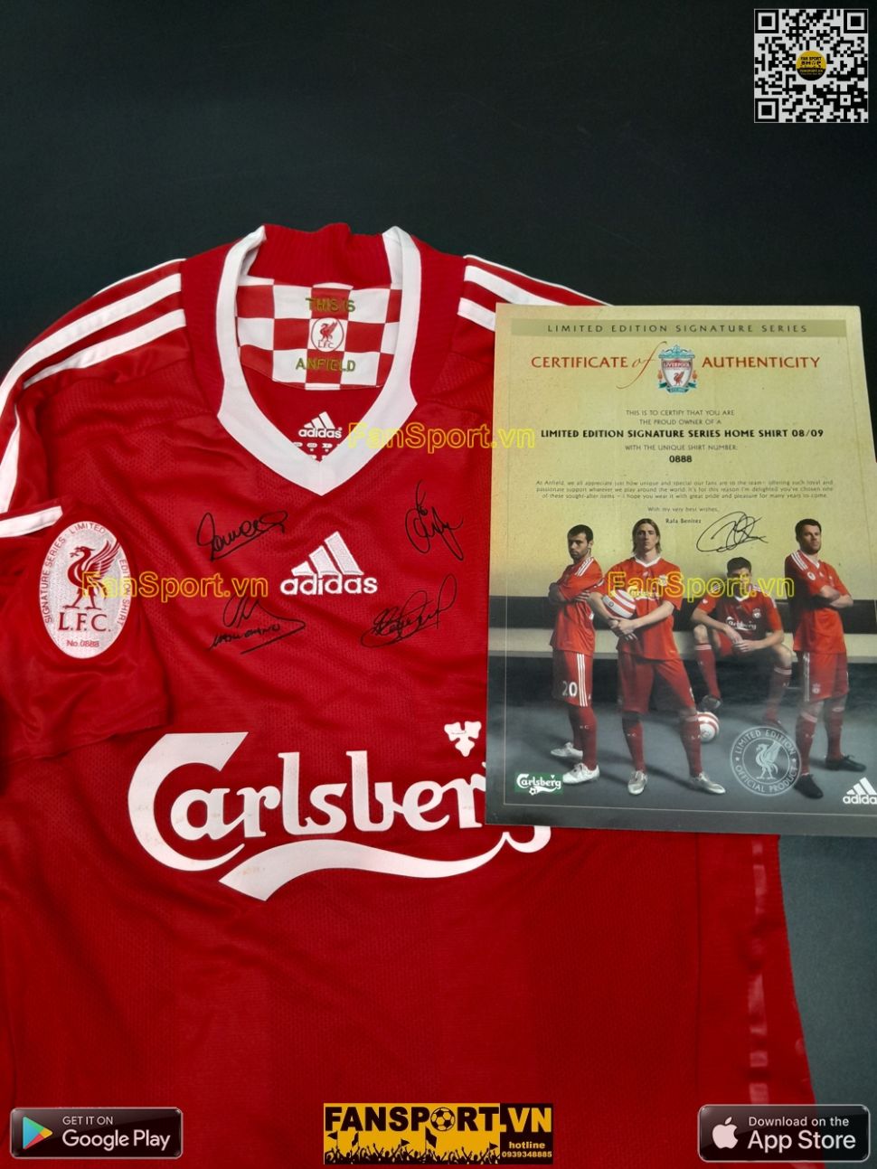 Box Liverpool 2008 2009 2010 home shirt limited Torres, Gerrard signed