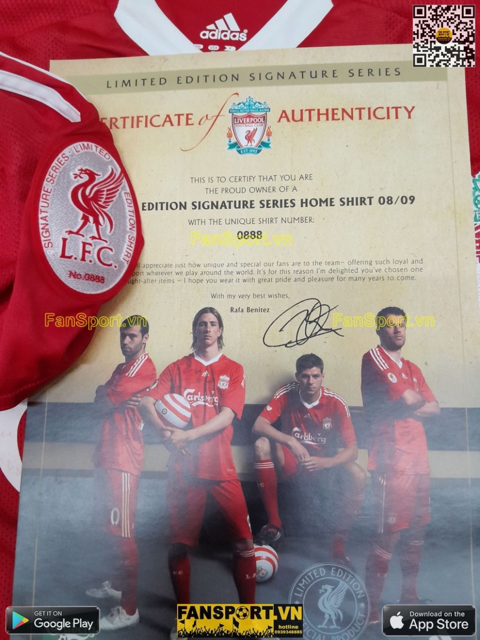 Box Liverpool 2008 2009 2010 home shirt limited Torres, Gerrard signed