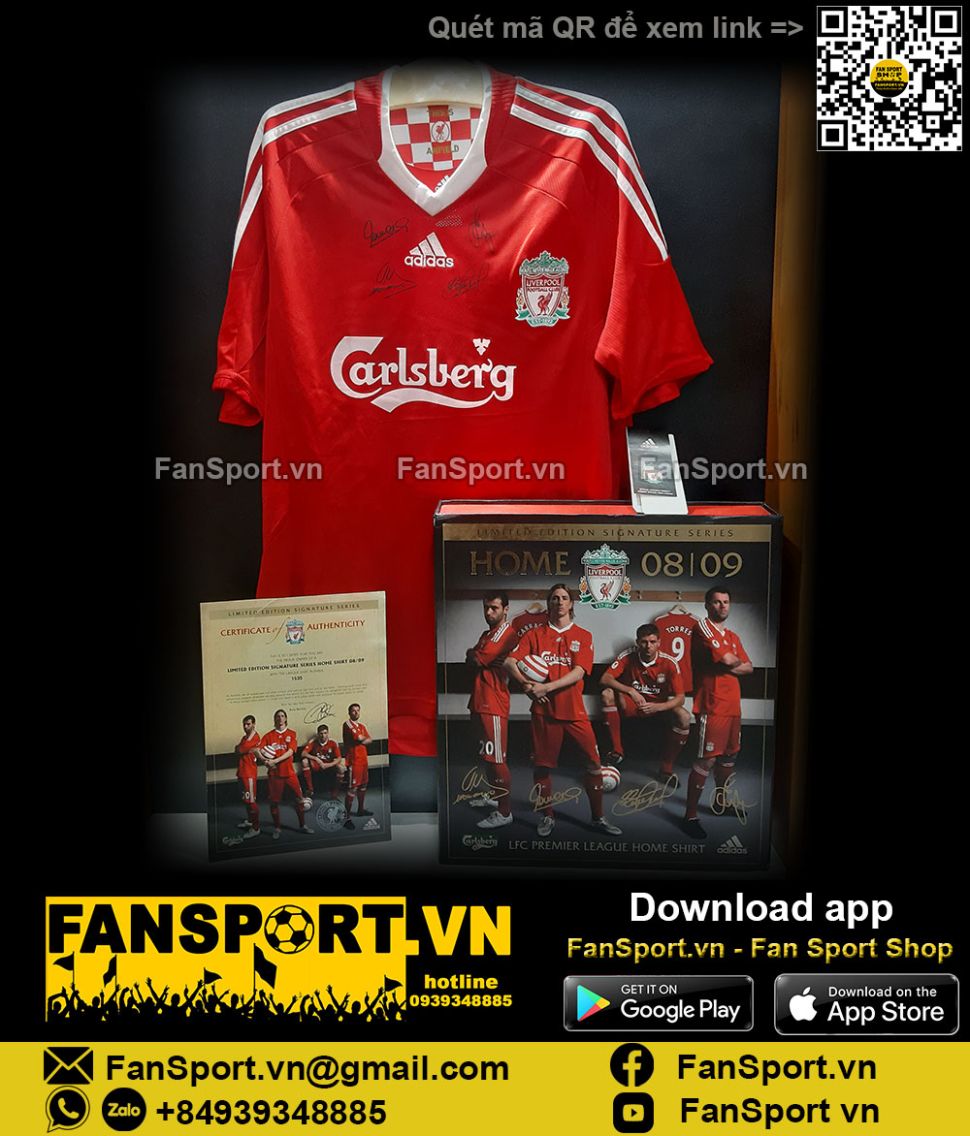Box Liverpool 2008 2009 2010 home shirt limited Torres, Gerrard signed