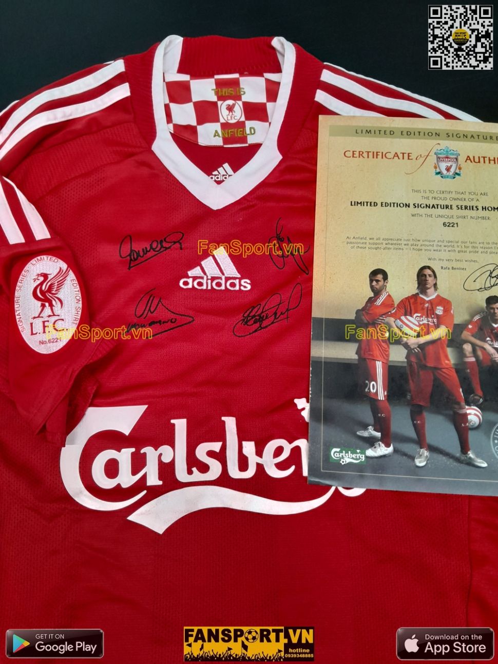 Box Liverpool 2008 2009 2010 home shirt limited Torres, Gerrard signed