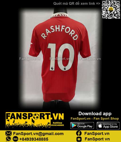 Áo đấu Rashford 10 Manchester United 2022 2023 shirt jersey red H13881