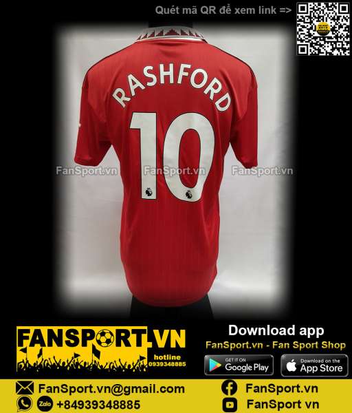Áo đấu Rashford 10 Manchester United 2022 2023 shirt jersey red H13881