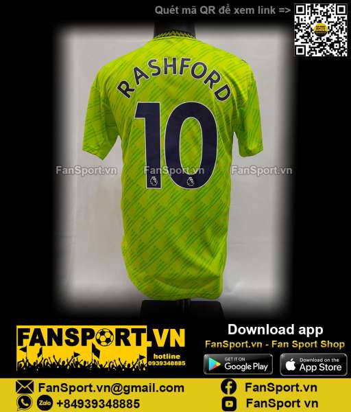 Áo Rashford 10 Manchester United 2022 2023 third shirt jersey HE2981