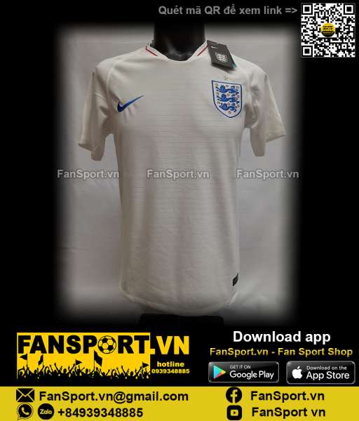Áo đấu England 2018 2019 2020 home shirt jersey white