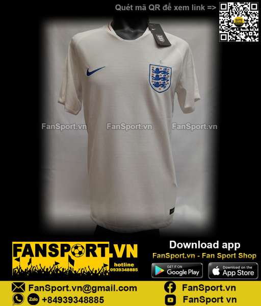 Áo đấu England 2018 2019 2020 home shirt jersey white BNWT