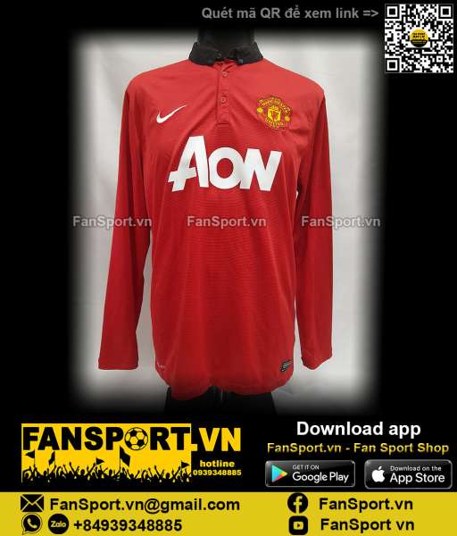 Áo đấu Manchester United 2013-2014 home shirt jersey red long 547929