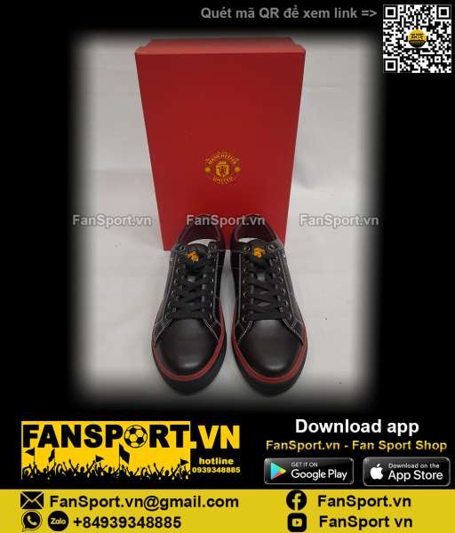 Giày đen Manchester United C301 Sneaker Old Trafford black shoes