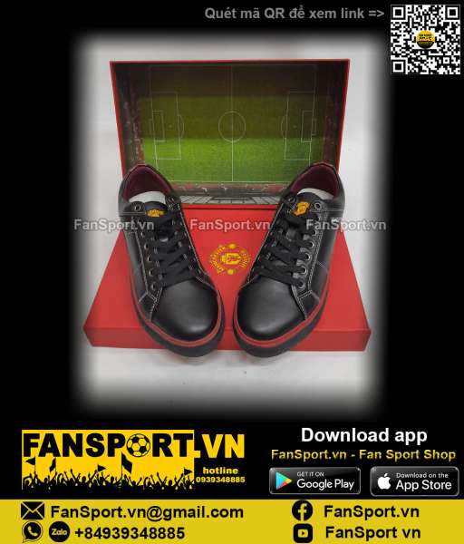 Giày đen Manchester United C301 Sneaker Old Trafford black shoes