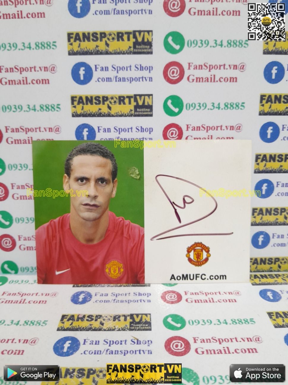Ảnh chữ ký Rio Ferdinand Manchester United 2007-2009 home signed hand