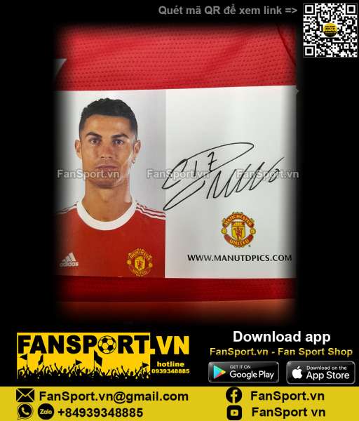 Box áo & ảnh chữ ký Ronaldo Manchester United 2021 2022 shirt jersey