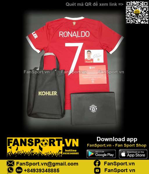 Box áo & ảnh chữ ký Ronaldo Manchester United 2021 2022 shirt jersey