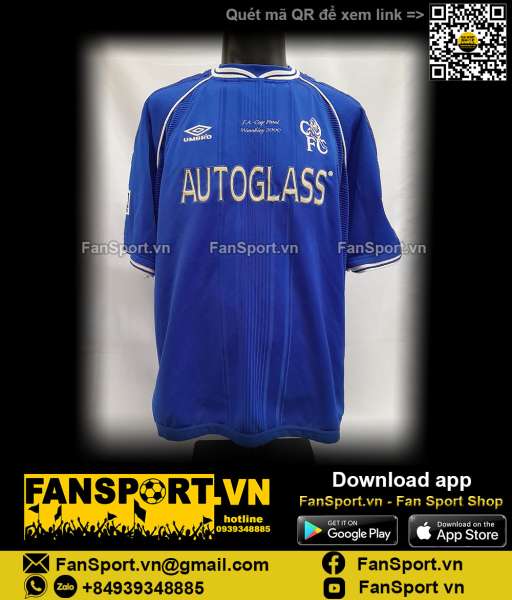 Áo đấu Chelsea FA Final 2000 home shirt jersey blue 1999 2001 Umbro