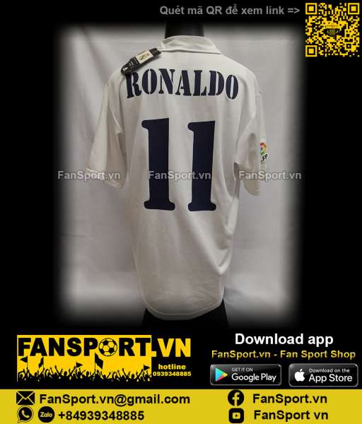 Áo Ronaldo 11 Real Madrid 2002-2003 home shirt jersey 156653 Adidas