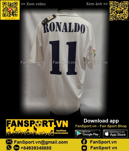 Áo Ronaldo 11 Real Madrid 2002-2003 home shirt jersey 156653 Adidas