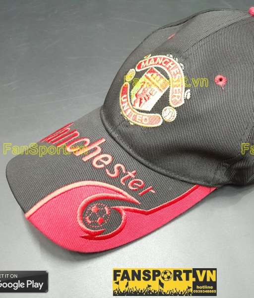 Nón Manchester United black red cap hat đỏ đen