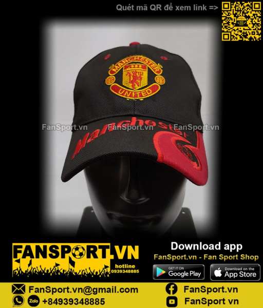 Nón Manchester United black red cap hat đỏ đen