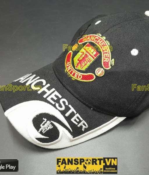 Nón Manchester United black white cap hat trắng đen