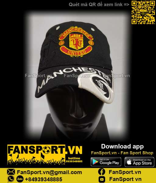 Nón Manchester United black white cap hat trắng đen