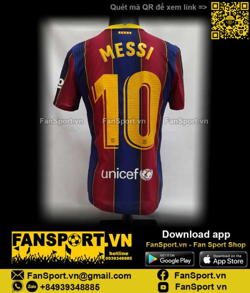 Áo Messi Barcelona 2020 2021 home shirt jersey Authentic Vapor D4185