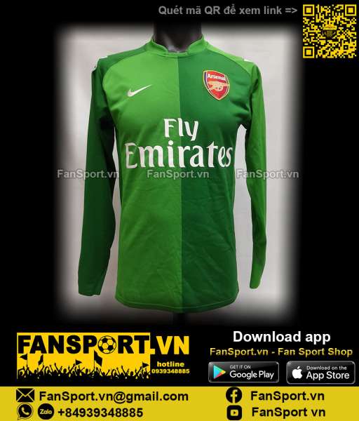 Áo thủ môn Arsenal 2006 2007 home shirt jersey goalkeeper Nike green