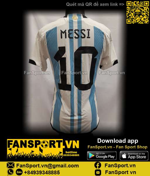 Áo Messi Argentina 2022 2023 home shirt jersey white HF2157 authentic