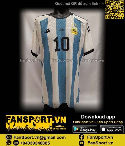 Áo Messi Argentina 2022 2023 home shirt jersey white HF2157 authentic