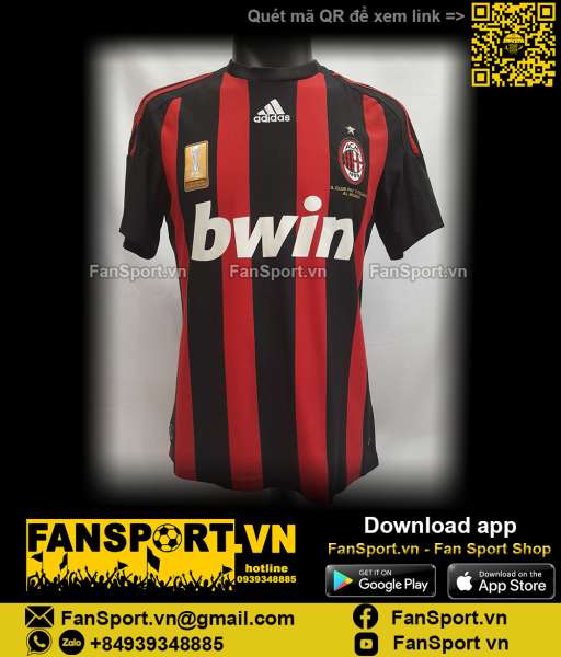 Áo đấu AC Milan 2008-2009 home shirt jersey red black 025392 Adidas