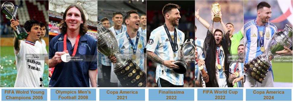 Set khung 6 huy chương vô địch Messi Argentina Champions Medal frame
