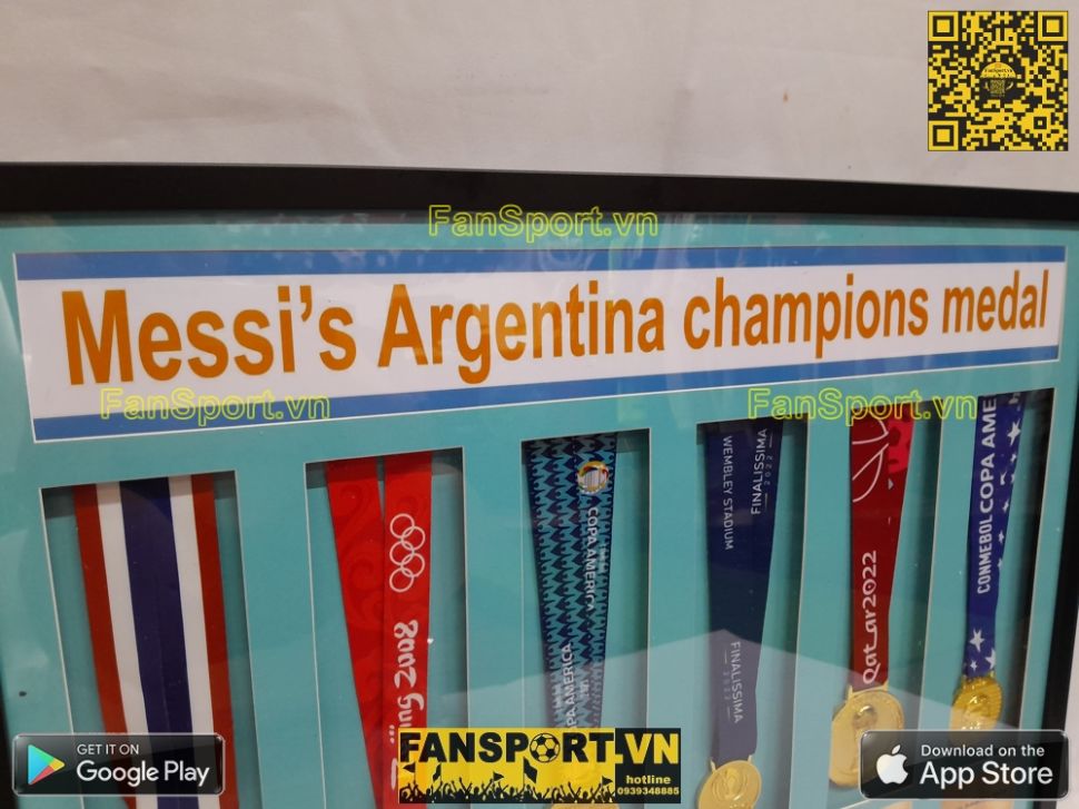 Set khung 6 huy chương vô địch Messi Argentina Champions Medal frame