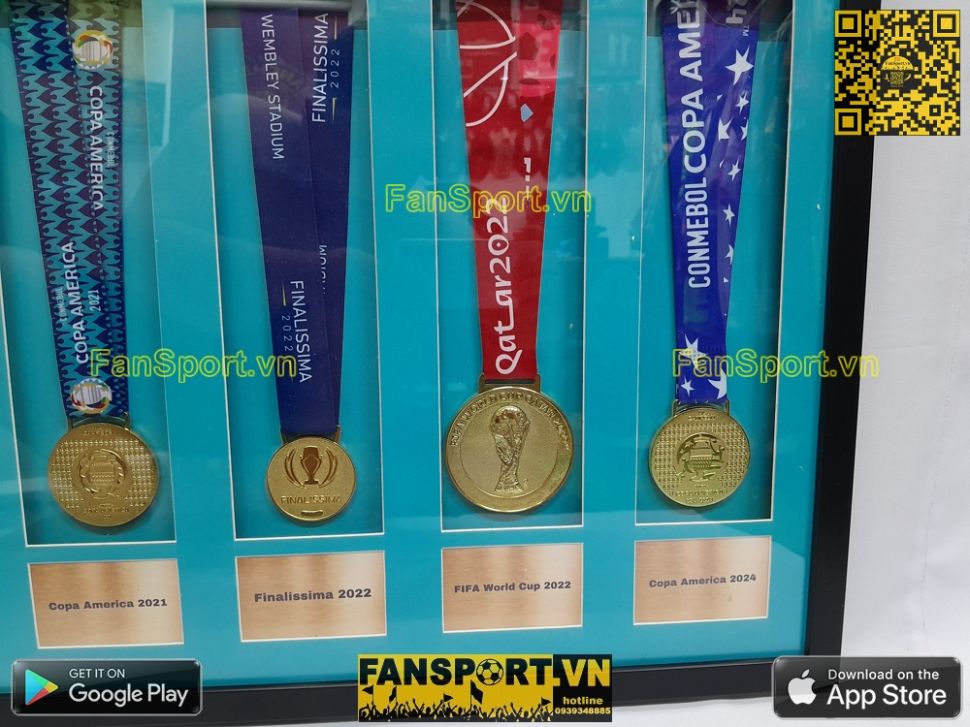 Set khung 6 huy chương vô địch Messi Argentina Champions Medal frame