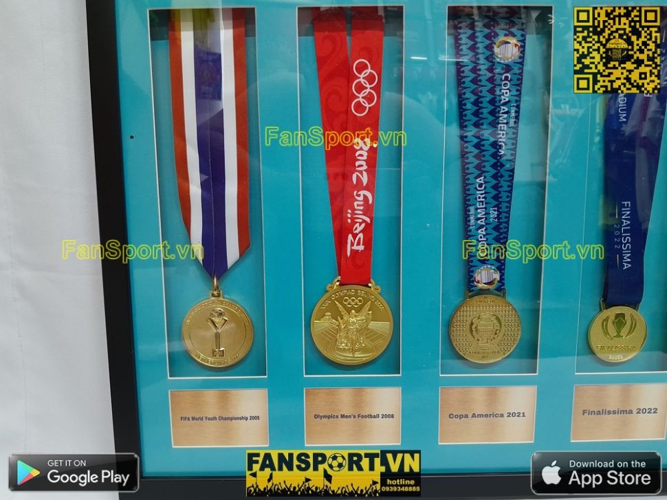 Set khung 6 huy chương vô địch Messi Argentina Champions Medal frame