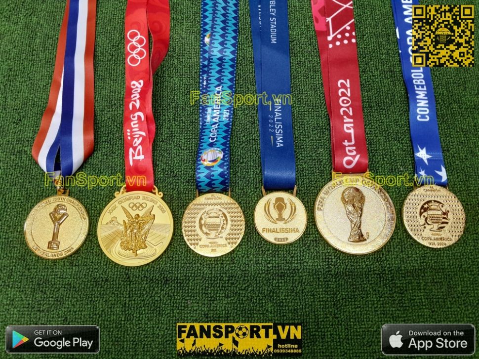 Set khung 6 huy chương vô địch Messi Argentina Champions Medal frame