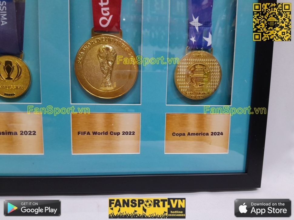 Set khung 6 huy chương vô địch Messi Argentina Champions Medal frame