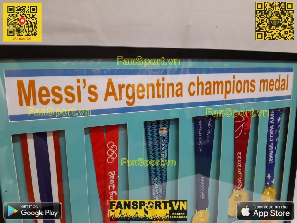 Set khung 6 huy chương vô địch Messi Argentina Champions Medal frame