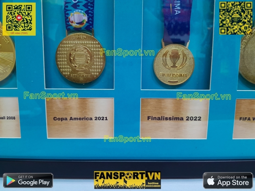 Set khung 6 huy chương vô địch Messi Argentina Champions Medal frame
