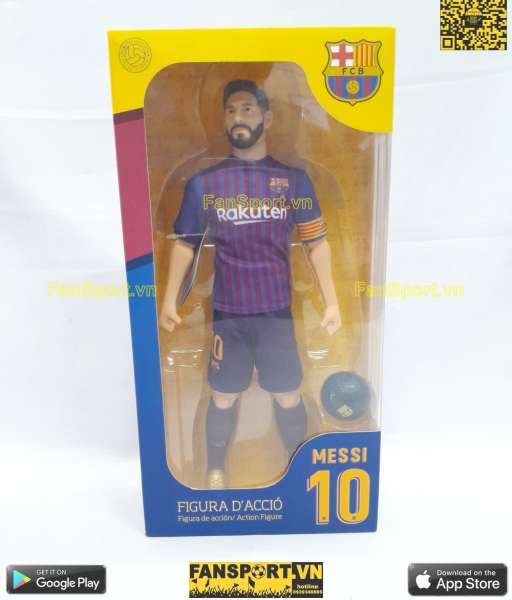 Tượng Messi 10 Barcelona 2018 2019 home sockers action figure box