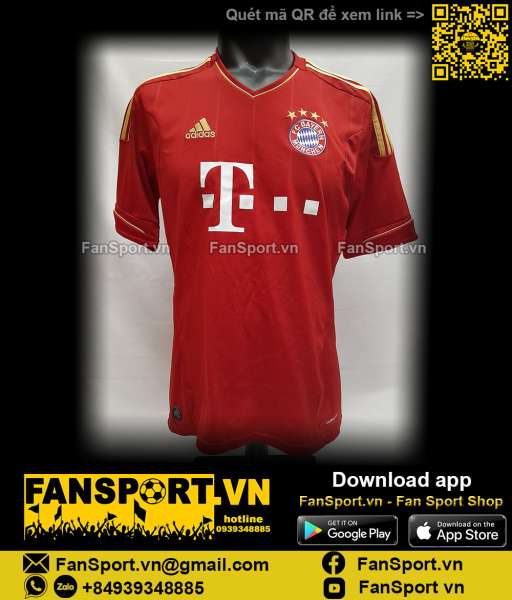 Áo đấu Bayern Munich 2011 2012 home shirt jersey red V13554 adidas M