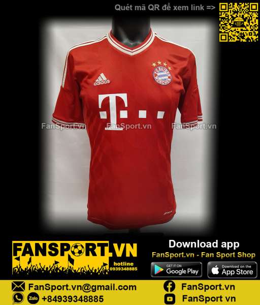 Áo đấu Bayern Munich 2013 2014 home shirt jersey red Adidas Z25029 S