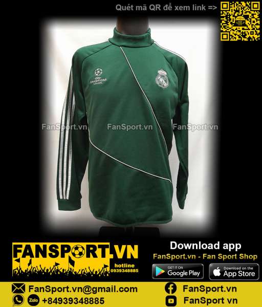 Áo tập luyện training top Real madrid 2012-2023 shirt green Adidas