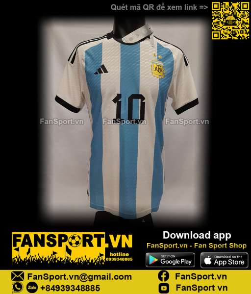 Áo Messi Argentina 2022 2023 home shirt jersey white HF2157 authentic