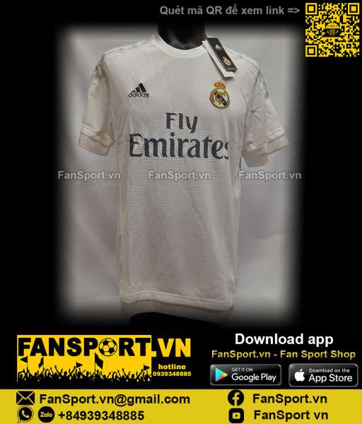 Áo đấu Real Madrid 2015-2016 home shirt jersey white S12652 adidas