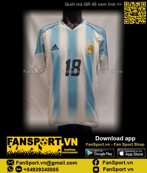 Áo đấu Messi Argentina U20 2004 2005 home shirt jersey 331732 player