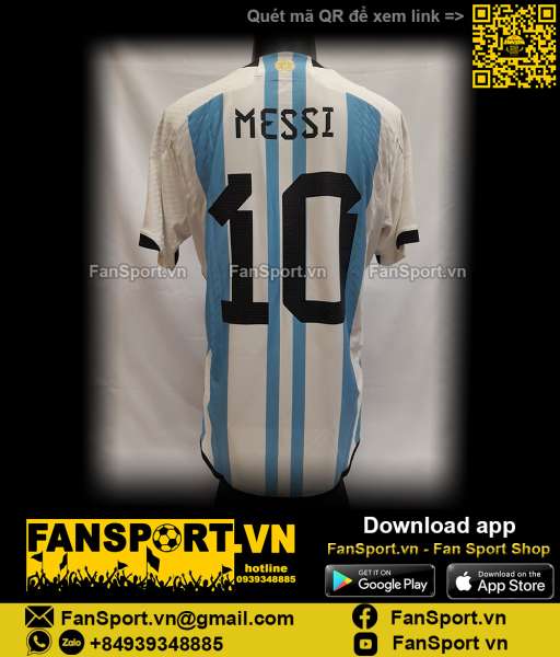 Áo Messi Argentina 2022 2023 home shirt jersey white HF2157 authentic