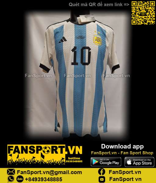 Áo Messi Argentina 2022 2023 home shirt jersey white HF2157 authentic