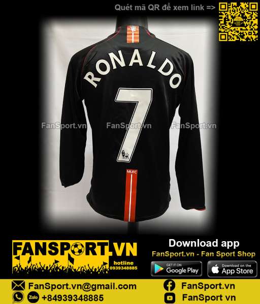 Áo Ronaldo 7 Manchester United 2007-2008 away shirt jersey long 238348