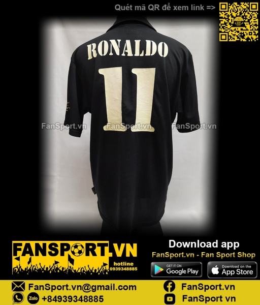 Áo Ronaldo 11 Real Madrid 2002-2003 away shirt jersey 156651 Adidas