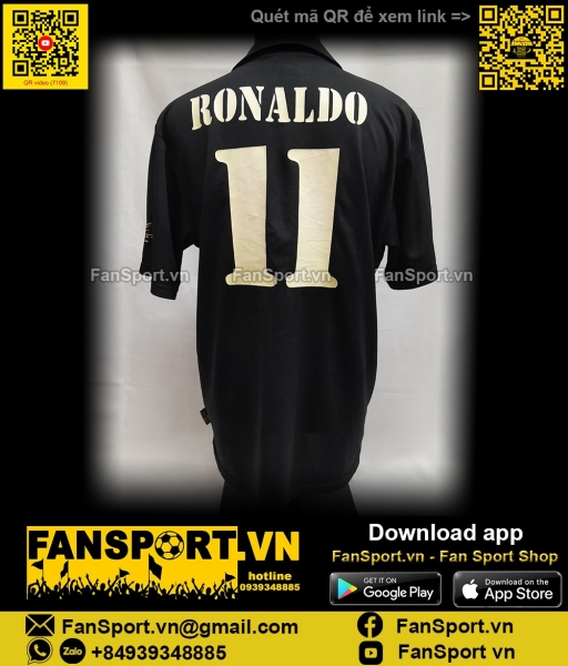 Áo Ronaldo 11 Real Madrid 2002-2003 away shirt jersey 156651 Adidas