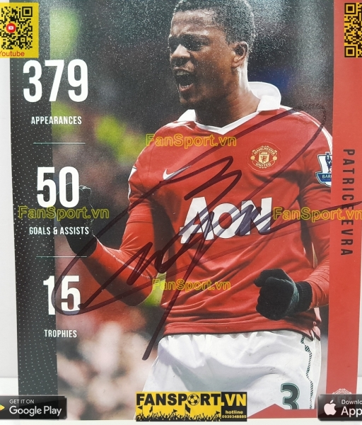 Ảnh chữ ký Patrice Evra photo bóng đá Manchester United France Pháp