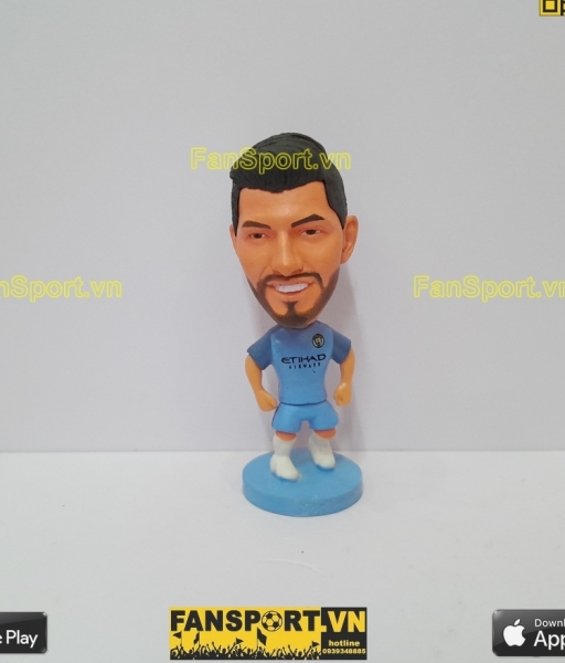 Tượng Sergio Aguero 10 Manchester City 2016 2017 home blue soccerwe