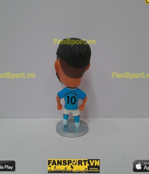 Tượng Sergio Aguero 10 Manchester City 2017 2018 home blue soccerwe